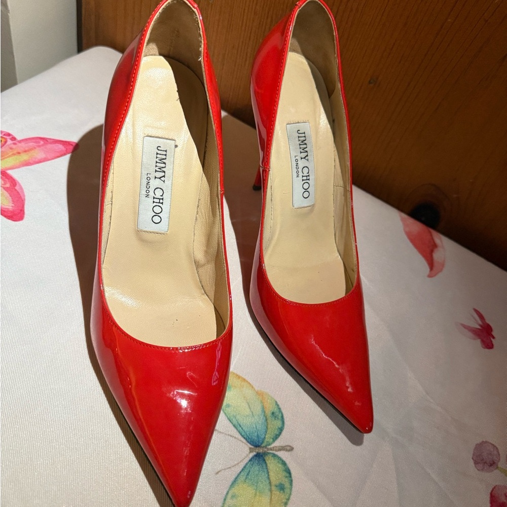 Jimmy Choo Red Patent Leather Stiletto Heels